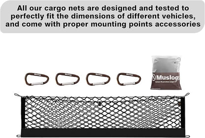 Muslogy Truck Bed Cargo Net Trunk Netting Compatible with Hyundai Santa Cruz 2022-2026 Accessories, Pickup Cargo Organizer SUV Sedan Storage Net w/Heavy Duty Carabiners