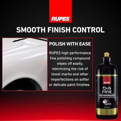 RUPES 9.DAFINE Pack of 1 1000 ml Yellow D-A Fine High Performance Polishing Compound for Car Detailing & Removing Scratches | Removes Fine Defects | Micro-Abrasive Technology | Removes Swirl Marks