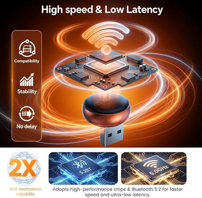 Carlinkit Mini Ultra 3 Wireless CarPlay Adapter, 2026 Upgrade Wireless Android Auto [Dual Band 5G/2.4G], Plug & Play for OEM Wired Cars, for iPhone iOS 10+ & Android 11+, Ultra Compact, Orange