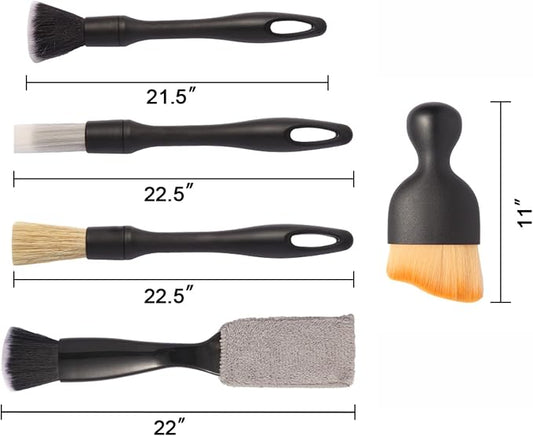 5PCS Car Detailing Brush Set with Car Cleaning Gel Car Cleaning Brushes,Car Dust Brush,Car Interior Detailing Brush for Vehicle Cleaning,Car Accessories for Truck, SUV, Interior
