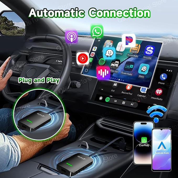 CarlinKit Wireless CarPlay Adapter CPC200-CP2A PRO: Wired CarPlay to Wireless CarPlay/Android Auto Upgrade & Android 12.0 System Unlock The, Built-in Net-Flix/You-Tube/TIK-Tok(Black)