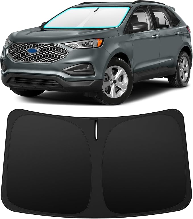INSAUTO Custom Fit Windshield Sun Shade Accessories for Ford Edge 2015-2024, Foldable Front Window Sunshade, UV & Heat Reflector, Keeps Interior Cool, Includes Storage Bag