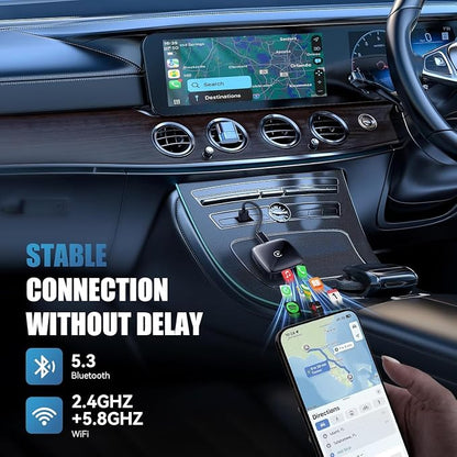 Wireless CarPlay Adapter for iPhone, Convert Factory Wired to Wireless in Seconds, Plug & Play with OEM 2015+ Systems, Siri Control & Auto-Connect (iOS 10+ Android 11 Compatible)