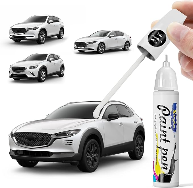 25D Snowflake White Touch Up Paint Compatible with Mazda, DIY Car Paint Scratch Repair, Quick & Easy Fix Automotive Scratch Repair for CX-5/CX-30/CX-9/Mazda3/Mazda6/MX-5
