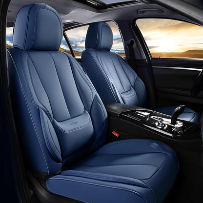 Coverado Seat Covers, Car Seat Covers Full Set, Leather Seat Covers for Cars, Car Seat Protector, Blue Car Seat Covers Front Seats and Back Seats Universal Fit for Most Cars