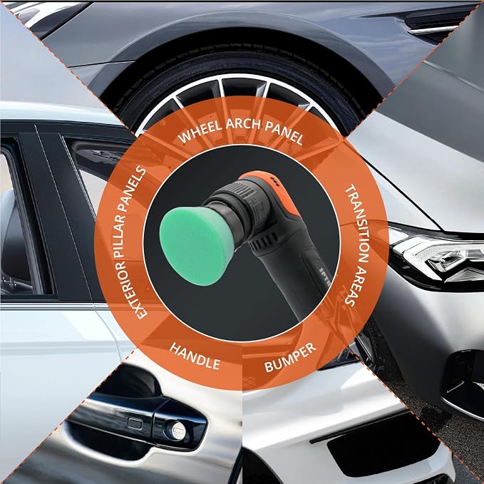 SPTA Green T120 Heavy-Cut Mini Polishing Foam Pad, 5Pcs 2inch/50mm Sponge Polishing Buffing Pads, Car Foam Detail Polishing Pad Kit for Car Detail Polishing, Small Area Polishing -FPTSS2G