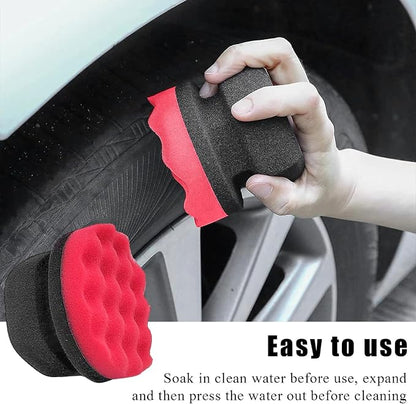 KVAEY 2 PCS Tire Dressing Applicator Pads, Reusable Hex Grip Tire Shine Applicator Polishing Sponge Pads, Wheel Tire Shine Detailing Foam for Most Vehicles, Car Accessories (Red, 4.33")