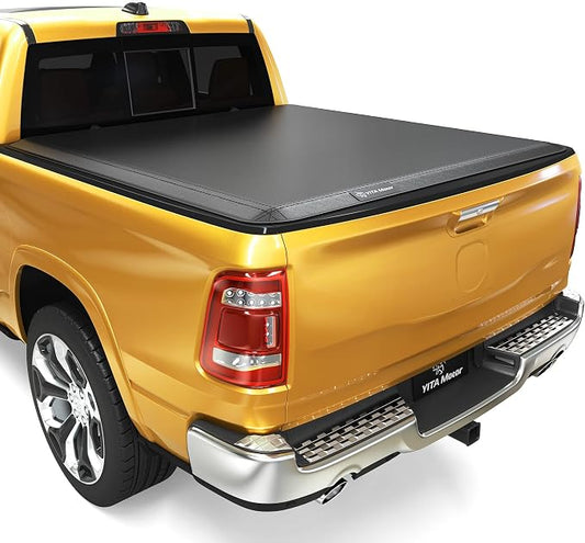 YITAMOTOR Soft Quad Fold Truck Bed Tonneau Cover Fits for Dodge Ram 1500 New Body Style 2019 2020 2021 2022 2023 2024 2025 2026, Fleetside 5.7 ft Bed Without Rambox