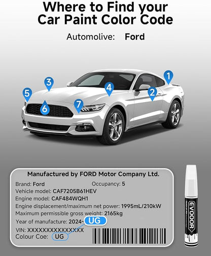 UG White Platinum Metallic Touch Up Paint for Ford – Exact Match 2 in 1 Paint Pen for Chips and Nicks Repair