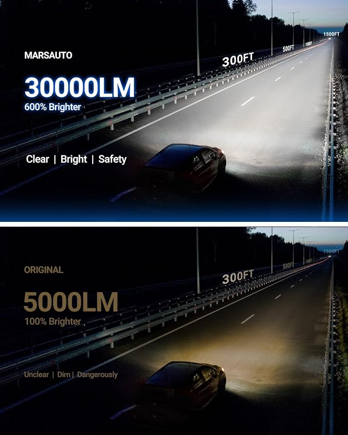 Marsauto D3S HID Xenon Bulbs 600% 30000LM Brightness 6500K Cool White 66340 42403 42302 Replacement 35W IP68 Waterproof Pack of 2