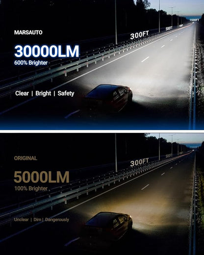 Marsauto D3S HID Xenon Bulbs 600% 30000LM Brightness 6500K Cool White 66340 42403 42302 Replacement 35W IP68 Waterproof Pack of 2