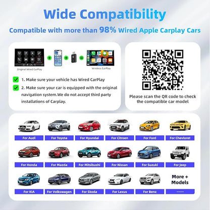Wireless Carplay Adapter for iPhone - CarPlay Wireless Adapter, Wireless Control Plug & Play Carplay for Cars from 2016 & for Apple iPhone iOS 10+ (B)
