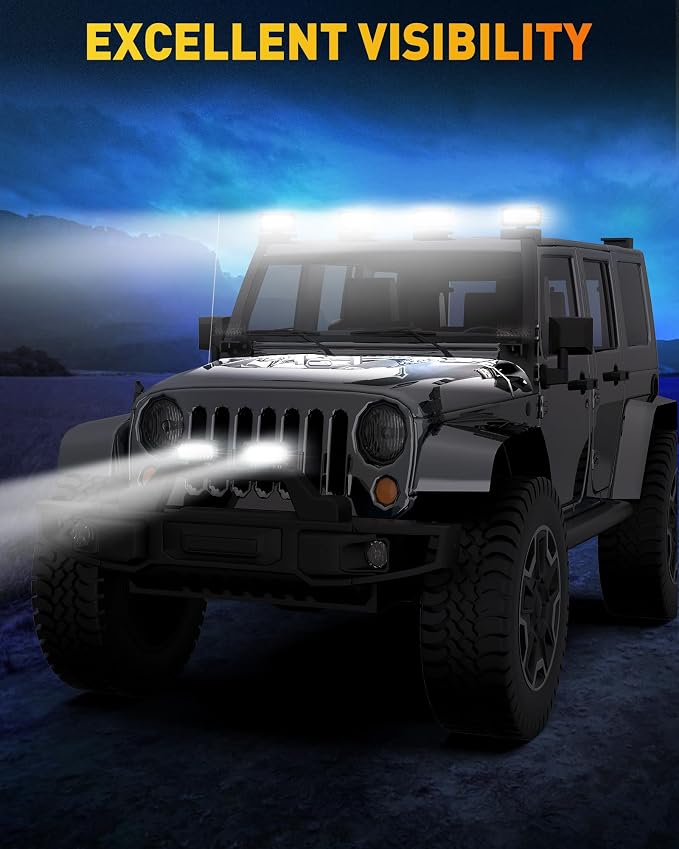 NAOEVO 7 Inch LED Light Bar, 720W 72,000LM Offroad Fog/Driving Lights LED Tractor Lights with Spot Flood Combo Beam, Waterproof LED Work Lights for Truck Boat ATV UTV, 6 Pcs (White)