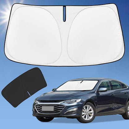 Sun Shade Sunshade for Chevrolet Malibu Windshield Cover, 4-Layer Front Window Shade Custom fit Chevy Malibu 2016-2024 2025 Sun Visor 240T Retractable Shade Blocks UV Rays Cooler Car Accessories