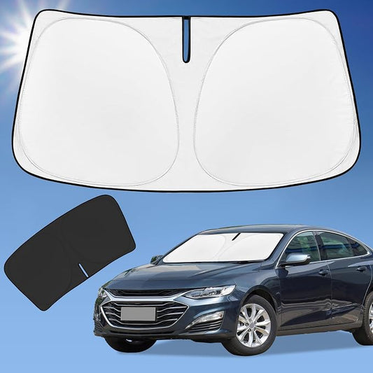 Sun Shade Sunshade for Chevrolet Malibu Windshield Cover, 4-Layer Front Window Shade Custom fit Chevy Malibu 2016-2024 2025 Sun Visor 240T Retractable Shade Blocks UV Rays Cooler Car Accessories