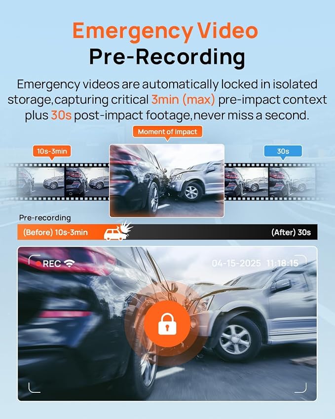 70mai 4K Dash Cam Front and Rear, Built in Wi-Fi 6 & GPS Car Camera, Super Night Vision, ADAS, 3'' IPS Screen, 24H Parking Mode, Time-Lapse, Loop Recording, with 128GB Card (A800SE) (Pack of 2)