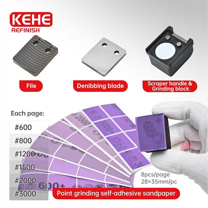 Automobile Spray Paint Point Repair Scraper with Removable Handle,Carbide Tungsten Repair Scraper Tool Paint File for Edge Banding, Denibbing, and Spot Repair