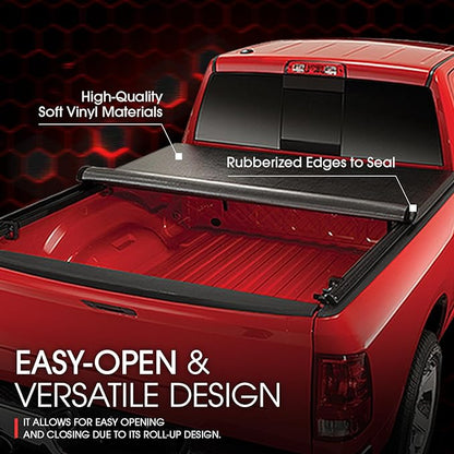 DNA MOTORING Truck Bed Soft Vinyl Roll-Up Tonneau Cover Compatible with 94-10 Dodge Ram 1500 2500 3500 / 11-18 Ram 1500 2500 3500, TTC-RU-022