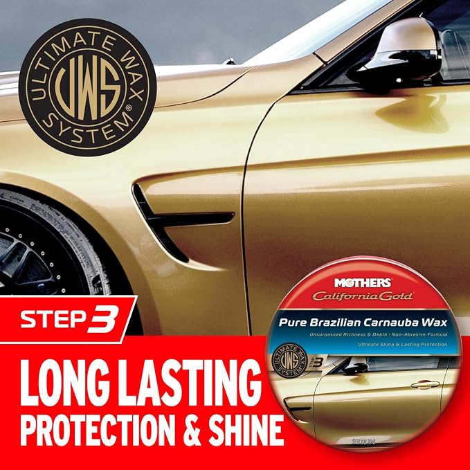 Mothers California Gold Pure Brazilian Carnauba Wax, 12 oz. Paste — Ultimate Wax System Step 3, Delivers Deep Shine & Long-Lasting Protection, Enhances Richness & Depth for All Paints (05550)