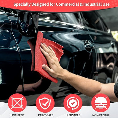 Microfiber Cleaning Cloth, 150 Pack Cleaning Rags Microfiber Towel Bulk Absorbent Lint-Free WashCloths, All-Purpose Towels for Cars, Shop, Automotive, Garage, Home Kitchen 11.5"*11.5", Red
