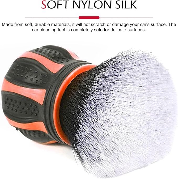 1 PC Car Detail Brush, Spherical Ultra Soft Detailing Brush, Spherical Detail Brush with Storage Rack, Universal Car Cleaning Tools, for Most Cars, Trucks, SUVs (Red)