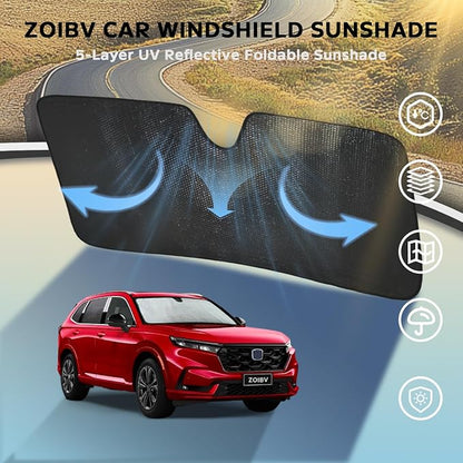 Car Windshield Sun Shade for Honda CRV 2023-2026, 5-Layer Bubble Foldable Thicken Front Window Sunshade Sun Visor Protection CR-V Accessories - Blocks Heat & UV Rays Keep Car Cooler