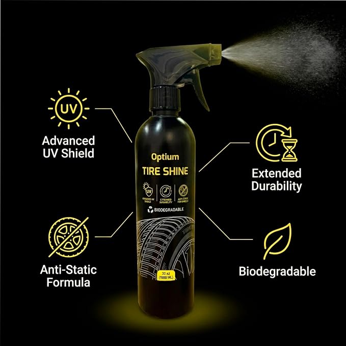 BYCSA Professional 500 mililiters Tire Shine - High Gloss Tire Dressing & Long-Lasting Wet Look - UV Protectant Prevents Cracking & Fading - Biodegradable & Phosphate-Free Formula - Car Detailing