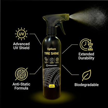 OPTIUM BYCSA Professional 1 Liter Tire Shine - High Gloss Tire Dressing & Long-Lasting Wet Look - UV Protectant Prevents Cracking & Fading - Biodegradable & Phosphate-Free Formula - Car Detailing