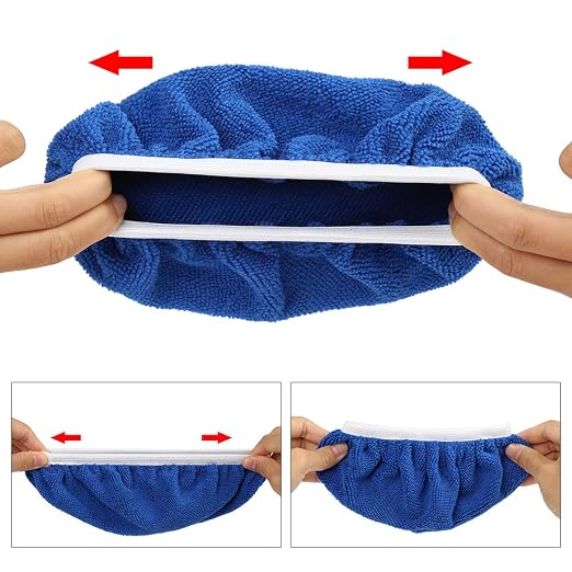 X AUTOHAUX 5pcs Car Polisher Pad Bonnet 7-8 Inch Soft Microfiber Polishing Buffing Pad Cover