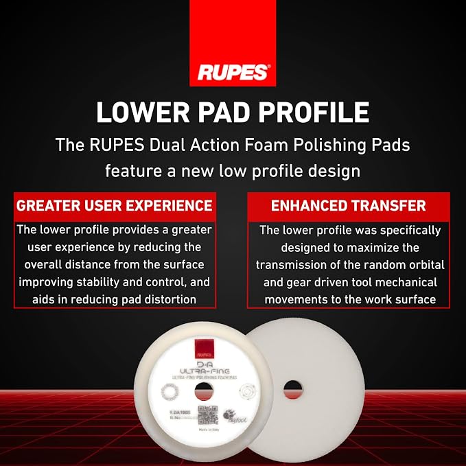 RUPES 9.DA100S Pack of 24 White D-A Ultra-Fine Polishing Foam Pads 100mm | Ideal for Paint Correction & Gloss Enhancement | Extremely Fine Defect Removal | Compatible with 4" Backing Plate
