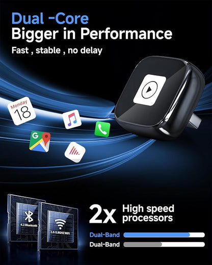 AI Box Carplay,Wireless Carplay Adapter Support Apple CarPlay & Android Auto, Plug & Play, Car Play Adapter with Fast & Stable Auto-Connect,Zero Lag for Apple iOS 10+, Android 11+ Version