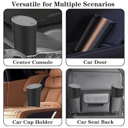 Car Trash Can Bin with Lid - Car Garbage Can Cup Holder-Universal Leakproof Vehicle Garbage Can Bin with 20pcs Trash Bags-Car Organizers and Storage for Front Back Seat Accessories
