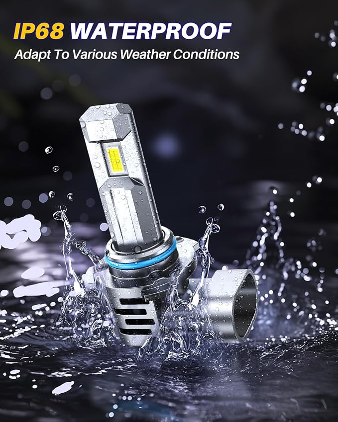 AUTOONE 9012 Bulbs, 60,000LM 10X Ultra Bright 6500K Cool White, 1:1 Halogen Mini Size HIR2 Halogen Bulb, 60,000Hrs Lifespan, Plug and Play Driving Fog Light or Running Light, Pack of 2