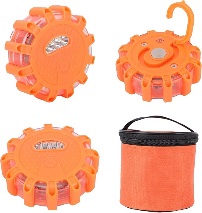 HighPower LED Roadside Emergency Kit Flares, 9 Mode Flashing Safety Lights for Car Truck Boats, Compact and Bright