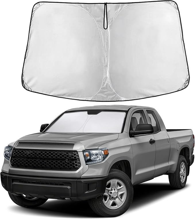 EcoNour Windshield Sun Shade Compatible for Toyota Tundra 2022–2026 | Custom Fit Pickup Truck Front Window Sunshade | Foldable UV & Heat Reflective Sun Visor