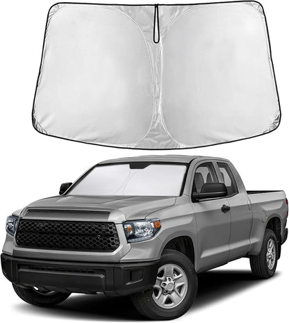EcoNour Windshield Sun Shade Compatible for Toyota Tundra 2022–2026 | Custom Fit Pickup Truck Front Window Sunshade | Foldable UV & Heat Reflective Sun Visor