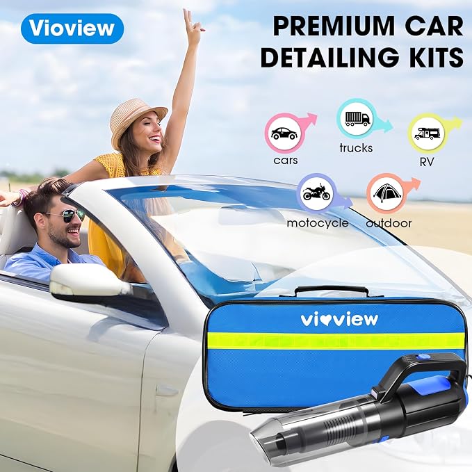 25PCS Car Cleaning Kit, Car Detailing Kit Interior with High Power Handheld Vacuum Cleaner, Windshield Cleaner, Cleaning Gel, Professional Auto Accessories for Men, Women