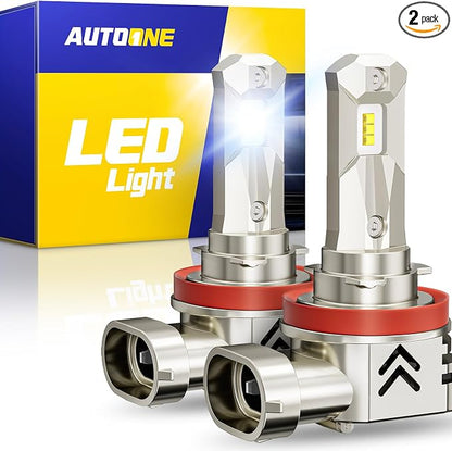 AUTOONE H11/H9 LED Bulbs, OEM Size Direct Fit 7xBrighter Wireless Plug and Play No Flicker Automotive H8 Light Bulb Replacement for Halogen