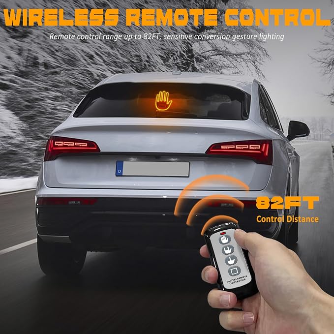 DIBMS Car Gesture Decorative Lights, Ambient Lighting, Rechargeable LED Gesture Lights for Car Road Rage LED Signs Calm Road Rage, Remote Control Triple Mode Fun Finger Lights