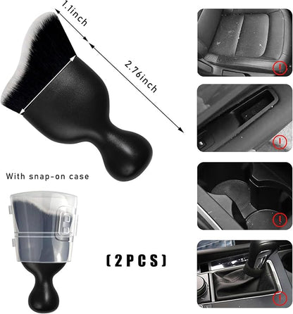 Dickno 2PCS Car Interior Dust Brush, Soft Scratch Free Auto Detailing Brushes, Universal Vehicle Interior Cleaning Tool for Automotive Dashboard, Air Vents, Leather (Black & White)