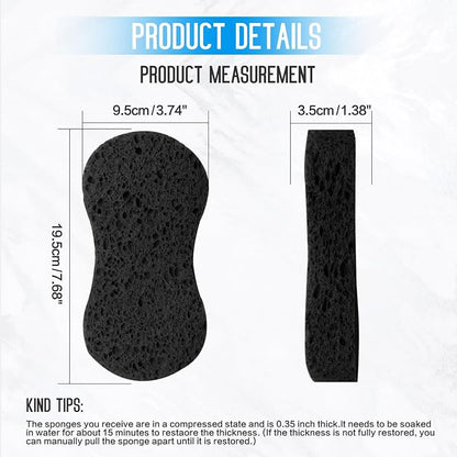 3 - Pack Large Sponge, Kitchen Sponges, Handy Sponges, Cellulose Sponges, Dish Washing Sponge, Natural Sponge, Car Washing Sponge, Eco Friendly Sponge (7.68 x 3.74 x 1.38 Inch), Black