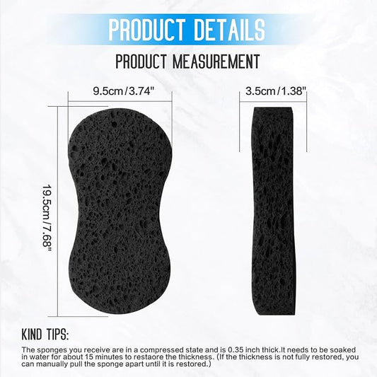 3 - Pack Large Sponge, Kitchen Sponges, Handy Sponges, Cellulose Sponges, Dish Washing Sponge, Natural Sponge, Car Washing Sponge, Eco Friendly Sponge (7.68 x 3.74 x 1.38 Inch), Black