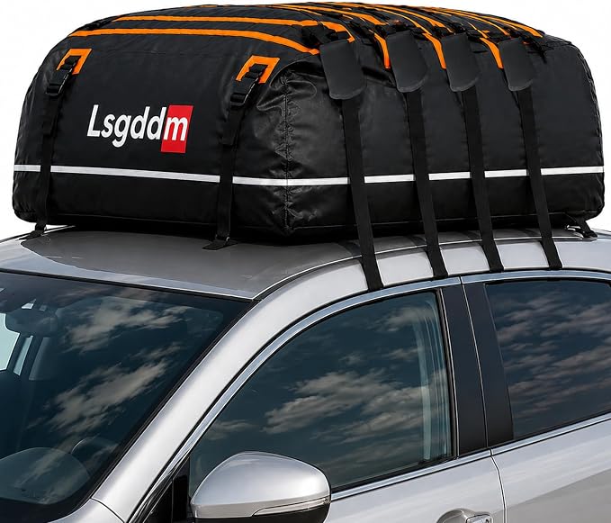 Car Roof Cargo Carrier 15/21 Cubic Feet – Extra Storage for Travel, Waterproof Rooftop Bag, Fits All Vehicles with or Without Roof Rack (21 Cu Ft)