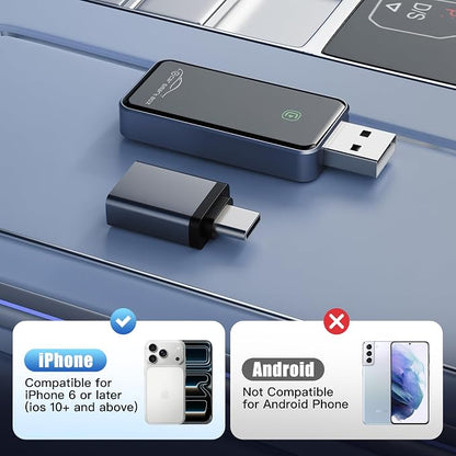 2026 Upgraded Wireless CarPlay Adapter for Apple iPhone - Convert Factory Wired to Wireless CarPlay Dongle, Plug & Play for iOS 10+ & Wired CarPlay Cars 2016+, USB & Type-C Port