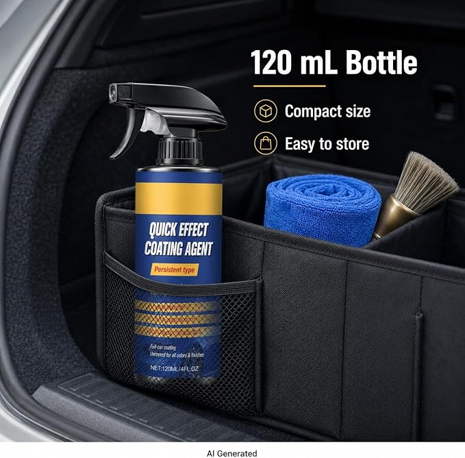 Nano Quick Coat Shiny Car Stuff - 120ml Waterless Car Wash Spray for Post-Wash Detailing, SiO2 Ceramic Gloss Enhancer & Micro-Swirl Reducer, Streak-Free Hydrophobic Finish for Auto Paint (2) (2)