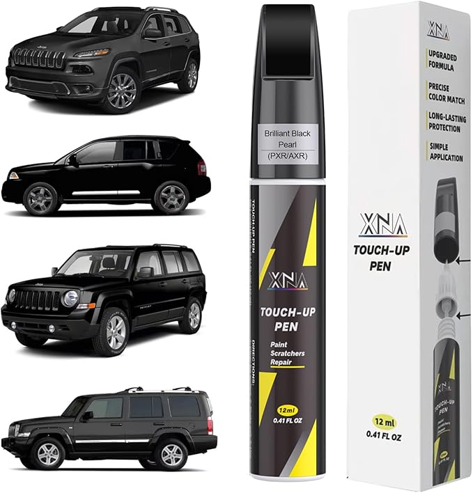XNA Brilliant Black Pearl(PXR/AXR) for Jeep Touch Up Paint, Car Scratch Remover for Nicks and Chips Repair, 2-In-1 Quick & Easy Fix Car Scratch Repair Kit with Exact Color-Matched