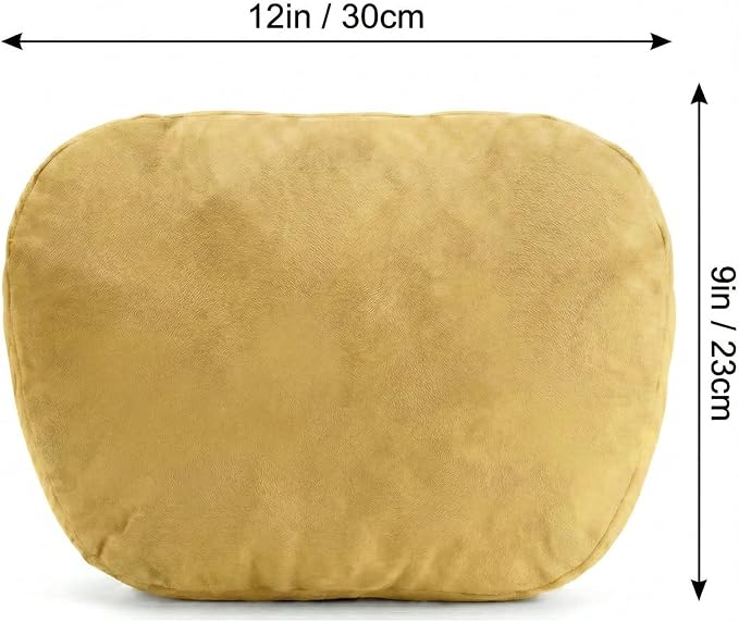 2PCS Car Pillow for Car Neck Pillow for Driving Seat Neck Support Soft Cushion Back Support Head-Rests for Vehicle Sleeping with Elastic Adjustment Strap (Golden, Head)