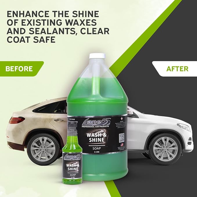 LANE'S Car Soap Car Wax Soap Car Wash Mitt the Perfect Wax Shampoo for Auto Detailing/Interior Care Products High Foaming With Gentle & Concentrated Formula - E-206-16oz