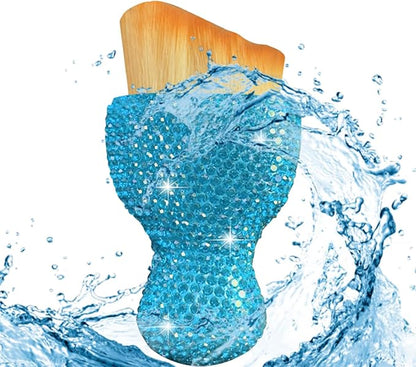 Bling Car Interior Dust Brush, Crystal Rhinestone Soft Auto Detailing Cleaning Brush, Sparkling Diamond Vehicle Dashboard Air Vent Cleaner for Women Girls, Universal for Vehicles (Blue)