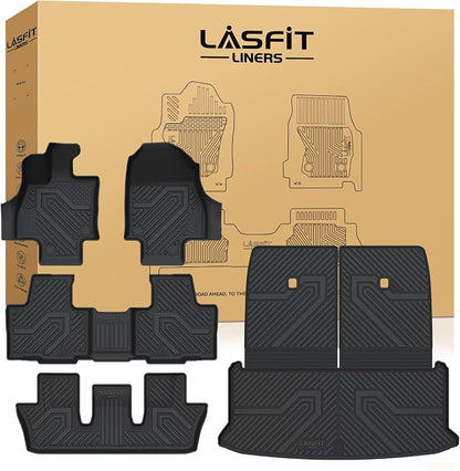 LASFIT Floor Mats&Trunk Mat&Backrest Mat for Lexus TX/TX350/TX500h/TX550h+ 2024 2025 2026, TPE All Weather Floor Liners for Lexus TX 350, 3Row&Cargo Mat for Tx Car Mats(Cargo Mat Fit with Subwoofer